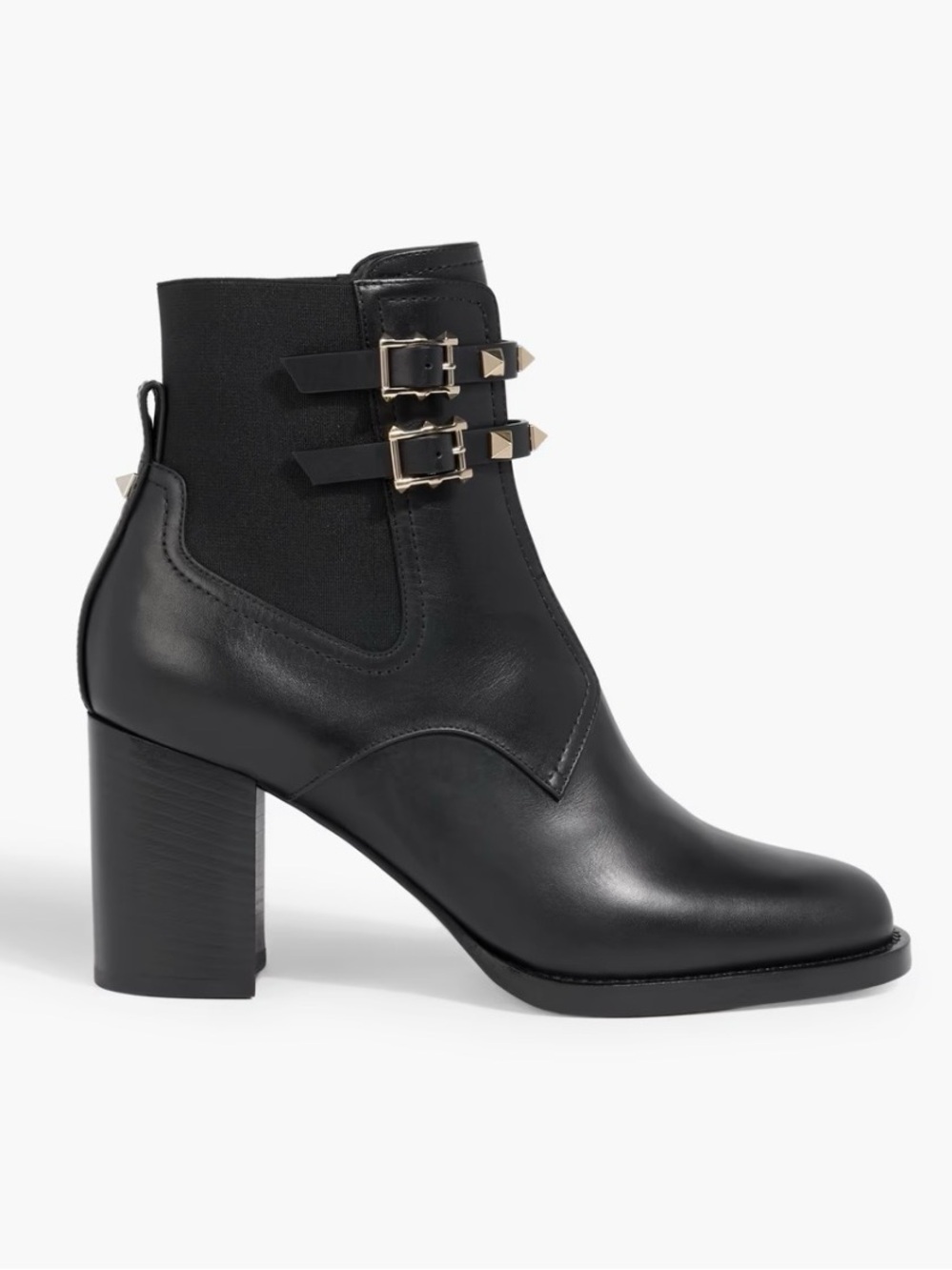 Valentino Garavani Rockstud Calfskin Ankle Boots Black Size 37.5